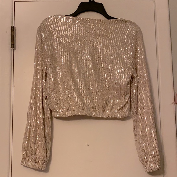 Champagne Sequin Long Sleeve Top - Picture 6 of 8